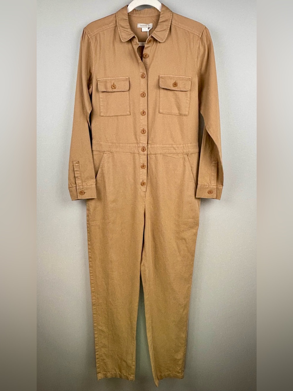 Outerknown Jumpsuit Women’s XS Sandy Tan Utility Button Down Long Sleeve